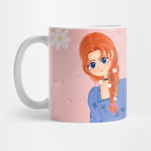 Jilooo, orange haired girl with daisy hairpin Mug